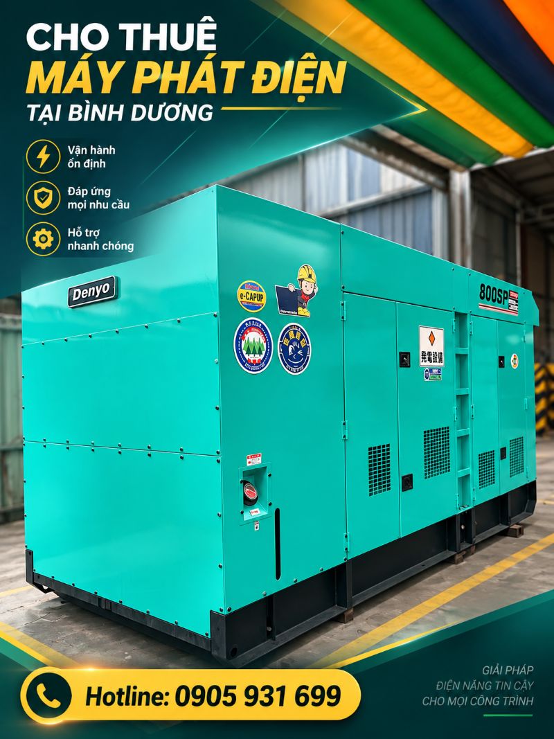 Cho thuê máy phát điện tại Bình Dương