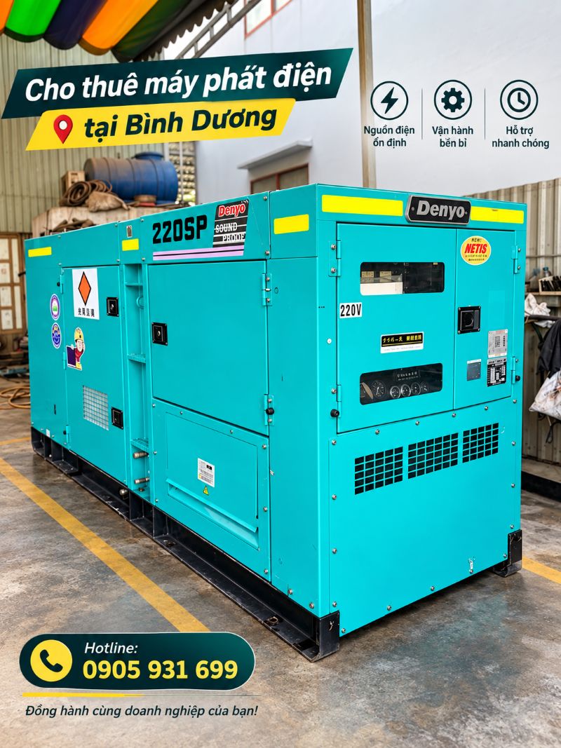 Cho thuê máy phát điện tại Bình Dương