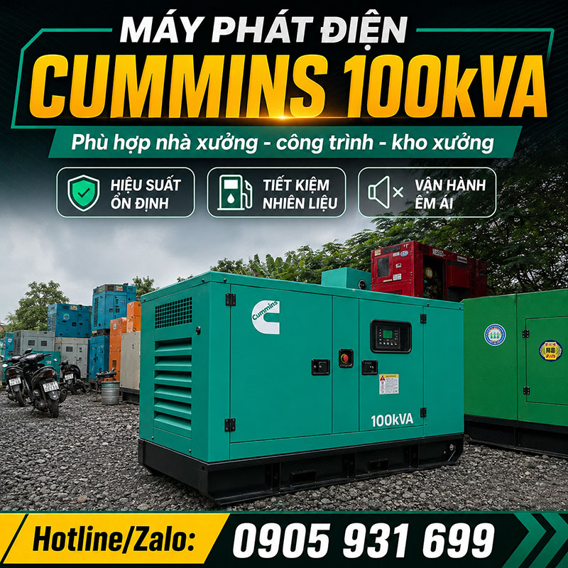 Máy phát điện Cummins 100kva (80kw) mới 100%