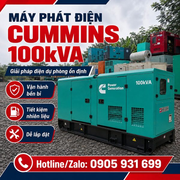 Máy phát điện Cummins 100kva (80kw) mới 100%
