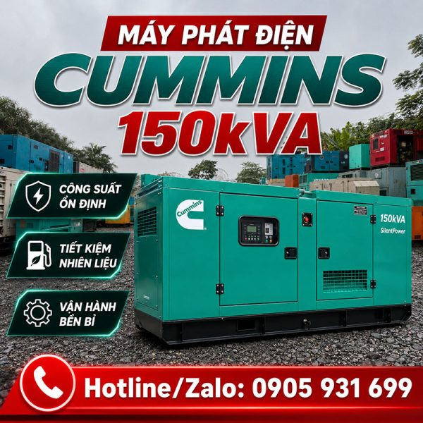 Máy phát điện Cummins 150kva (120kw) mới 100%