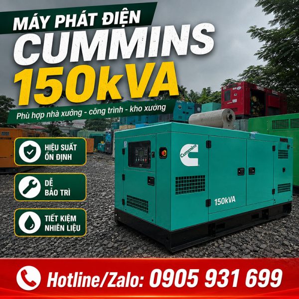 Máy phát điện Cummins 150kva (120kw) mới 100%