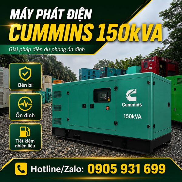 Máy phát điện Cummins 150kva (120kw) mới 100%