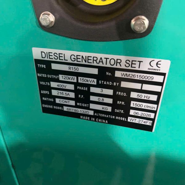 Máy phát điện Cummins 150kva (120kw) mới 100%