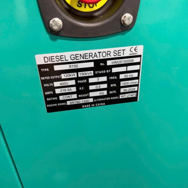 Máy phát điện Cummins 150kva (120kw) mới 100%