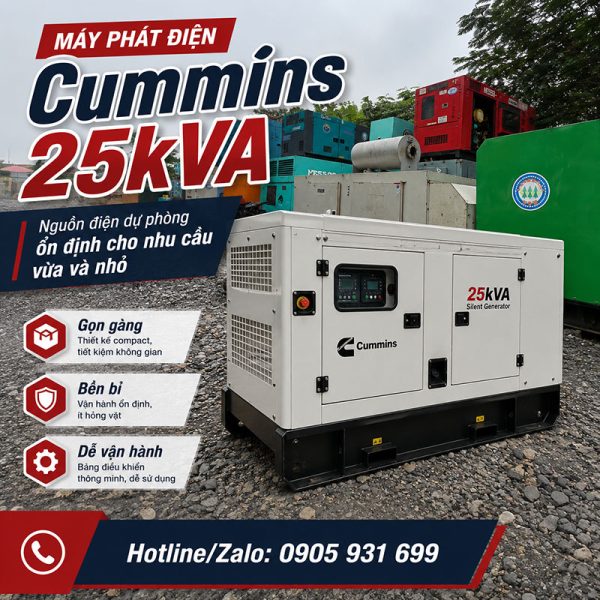 Máy phát điện Cummins 25kVA (20kw) mới 100%