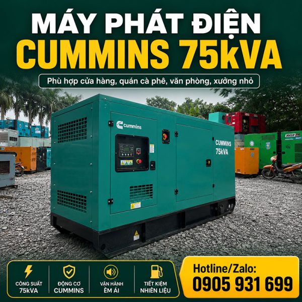 Máy phát điện Cummins 75kva (60kw) mới chính hãng
