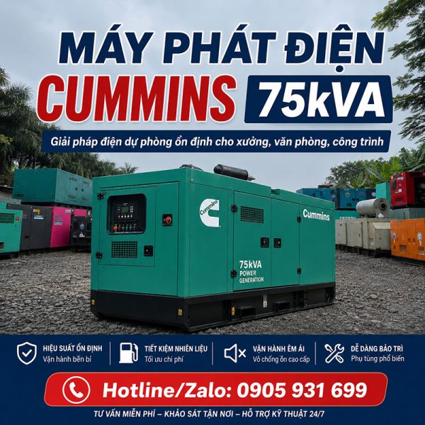 Máy phát điện Cummins 75kva (60kw) mới chính hãng