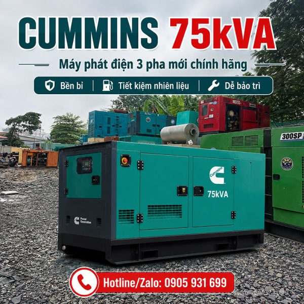 Máy phát điện Cummins 75kva (60kw) mới chính hãng