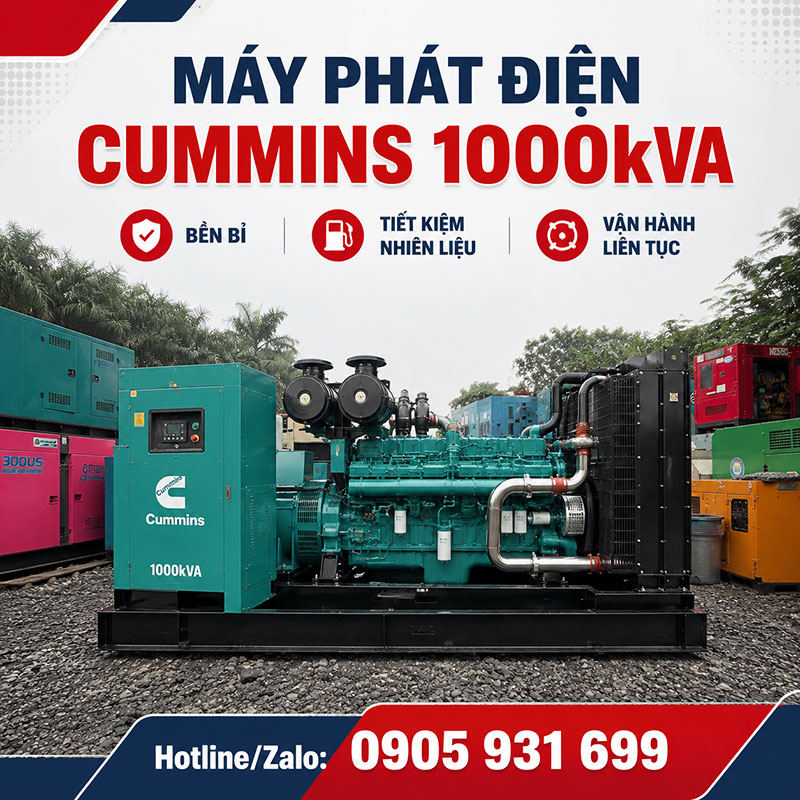 Máy phát điện Cummins 1000kVA mới chính hãng