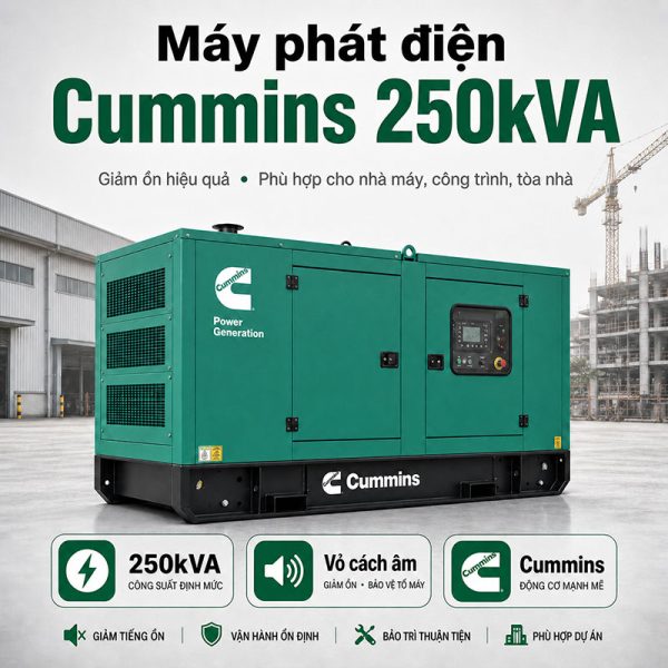 Máy phát điện Cummins 250kva (200kw) mới