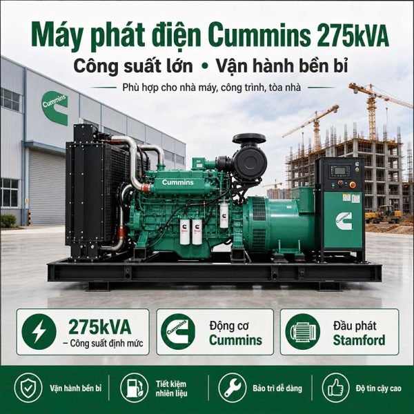 Máy phát điện Cummins 275kVA 220kW mới chính hãng