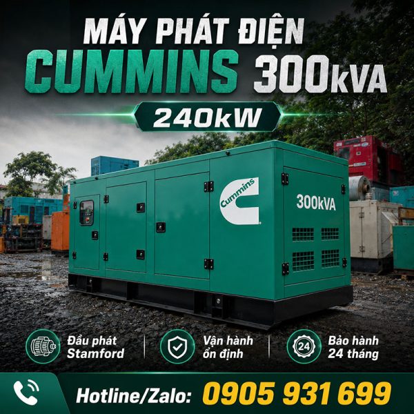 Máy phát điện Cummins 300kVA 240kW mới chính hãng