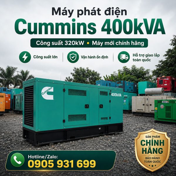 Máy phát điện Cummins 400kVA 320kW mới chính hãng