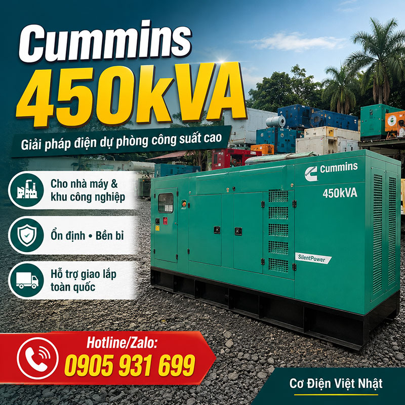 Máy phát điện Cummins 450kVA 360kW mới chính hãng