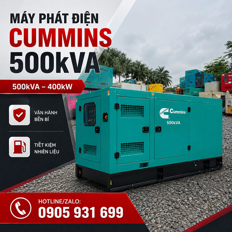Máy phát điện Cummins 500kVA 400kW mới chính hãng