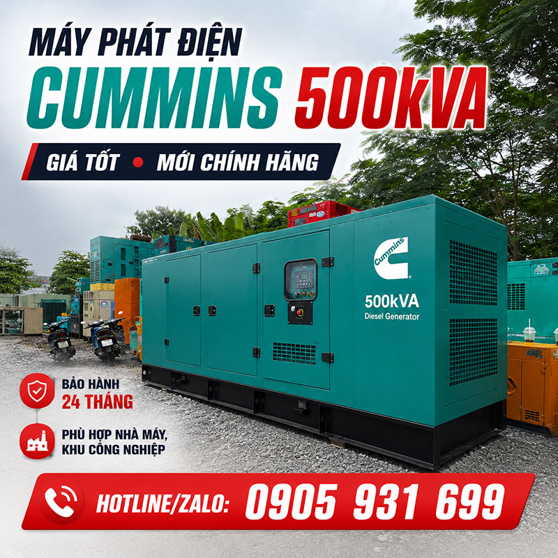 Máy phát điện Cummins 500kVA 400kW mới chính hãng