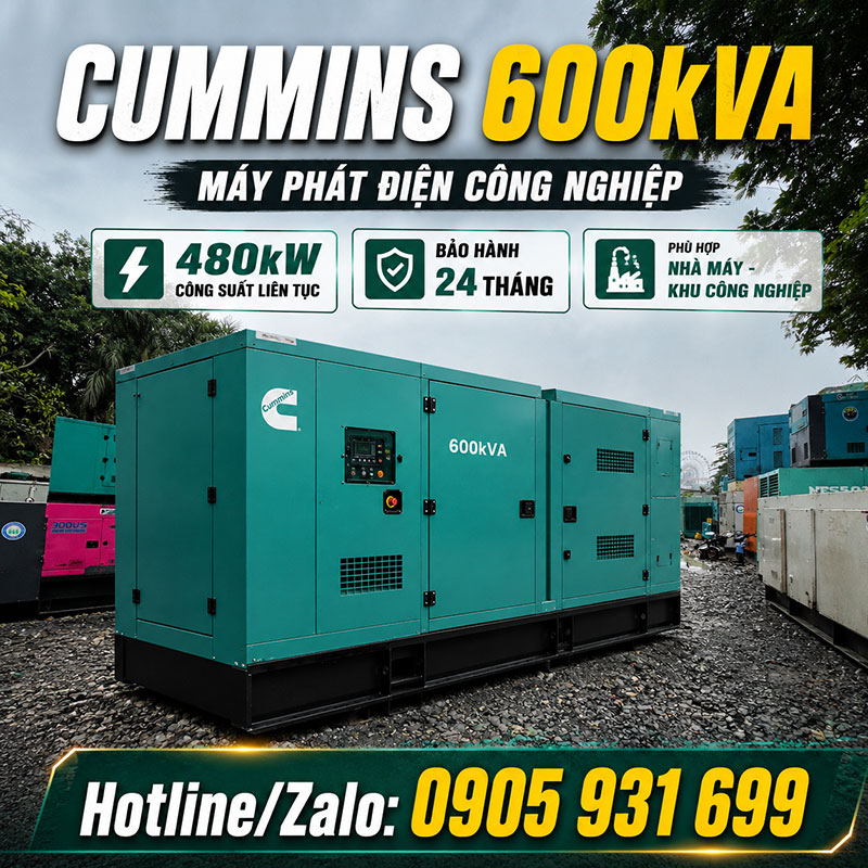 Máy phát điện Cummins 600kVA mới chính hãng