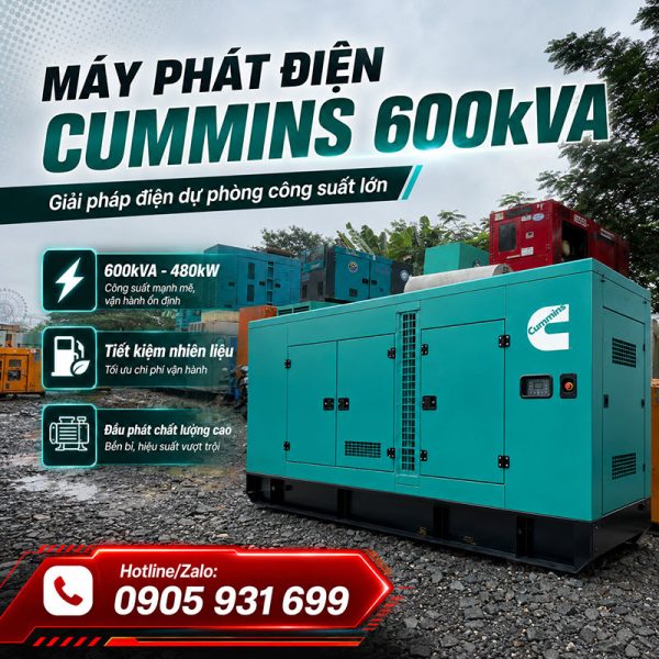 Máy phát điện Cummins 600kVA mới chính hãng