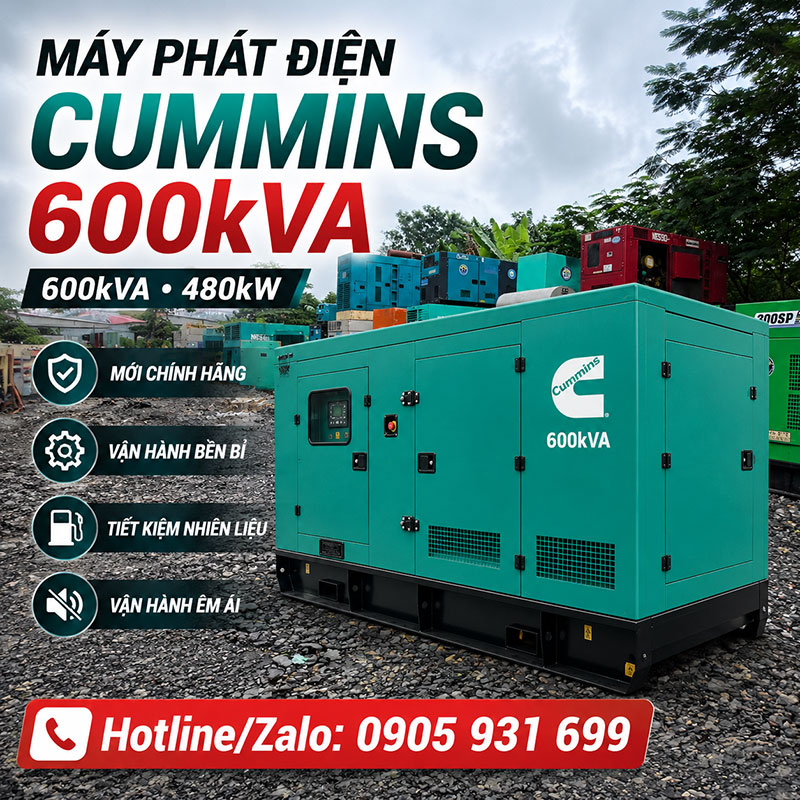 Máy phát điện Cummins 600kVA mới chính hãng