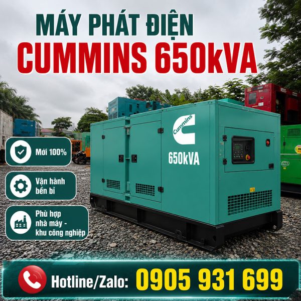 Máy phát điện Cummins 650kVA mới chính hãng