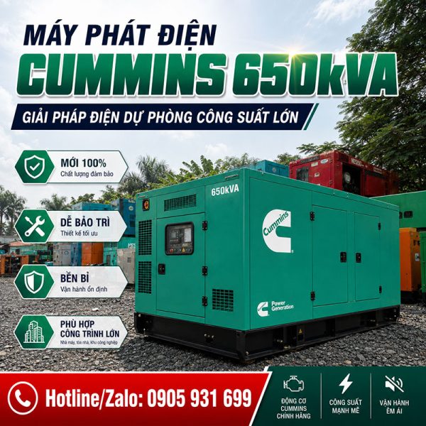 Máy phát điện Cummins 650kVA mới chính hãng