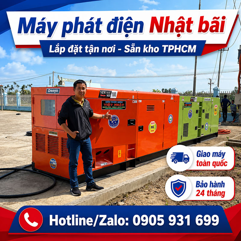 Máy phát điện Nhật bãi lắp đặt tận nơi