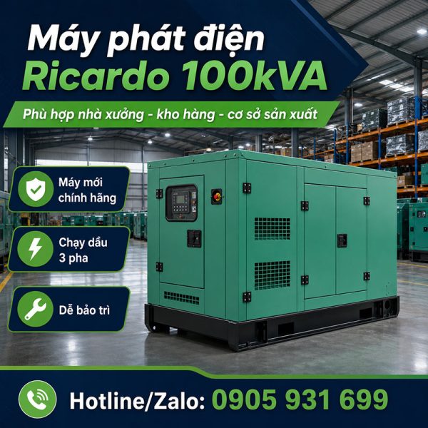 Máy phát điện Ricardo 100kVA mới chính hãng