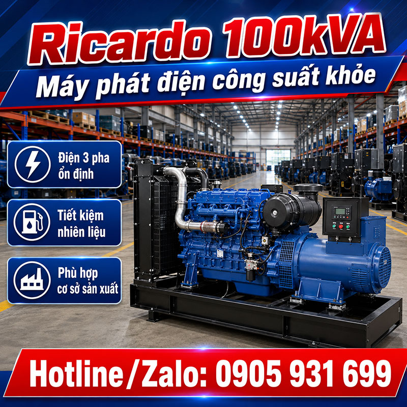 Máy phát điện Ricardo 100kVA mới chính hãng