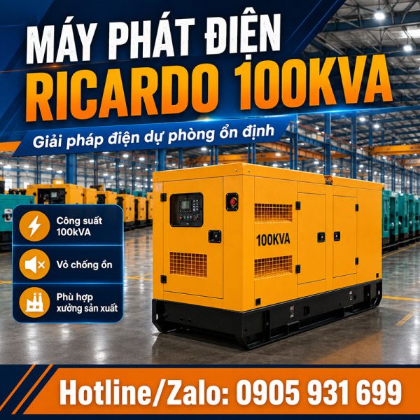 Máy phát điện Ricardo 100kVA mới chính hãng