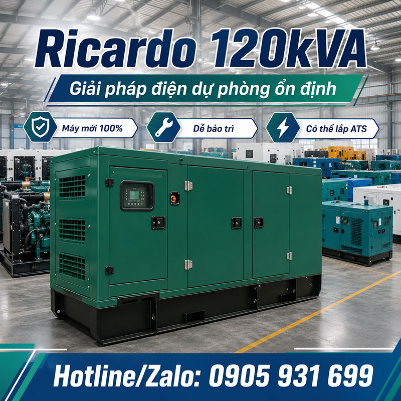 Máy phát điện Ricardo 120kVA mới chính hãng