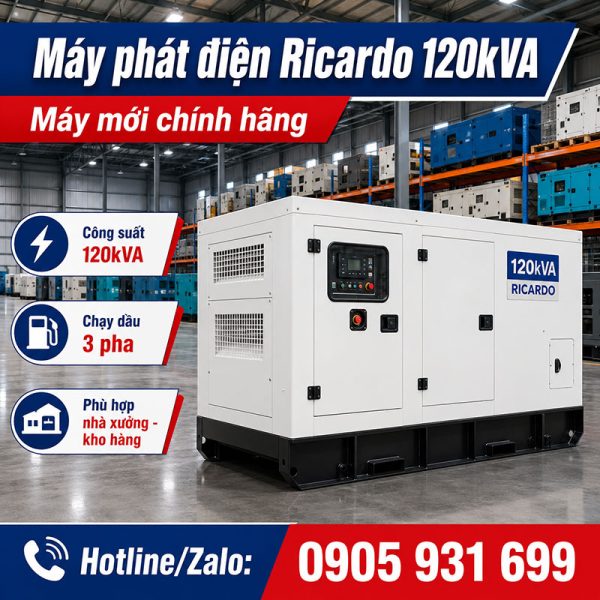 Máy phát điện Ricardo 120kVA mới chính hãng