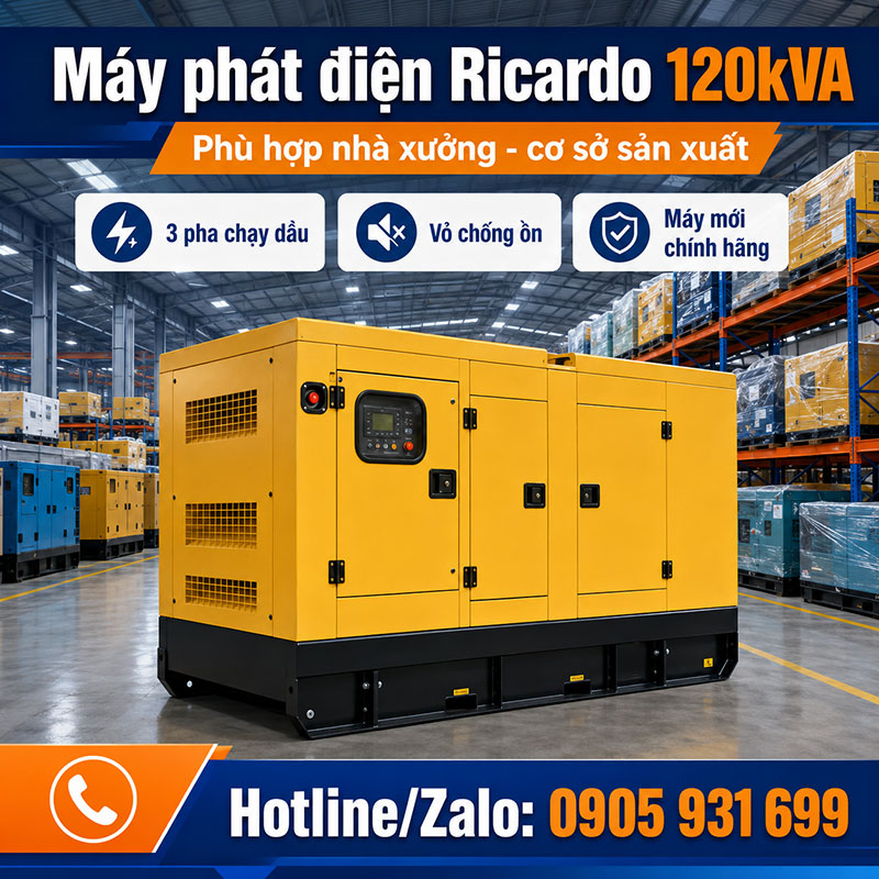 Máy phát điện Ricardo 120kVA mới chính hãng