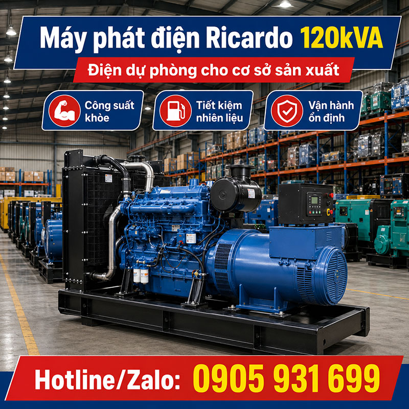 Máy phát điện Ricardo 120kVA mới chính hãng