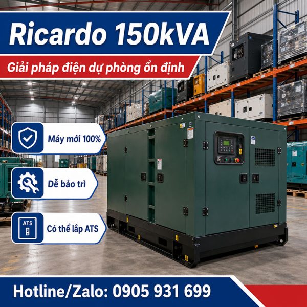 Máy phát điện Ricardo 150kVA mới chính hãng
