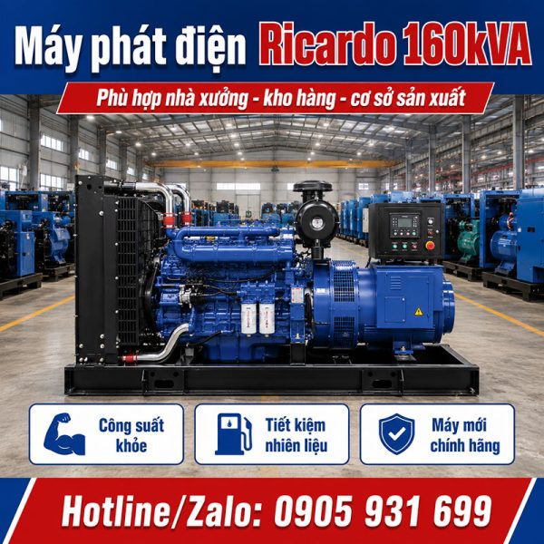 Máy phát điện Ricardo 160kVA mới chính hãng