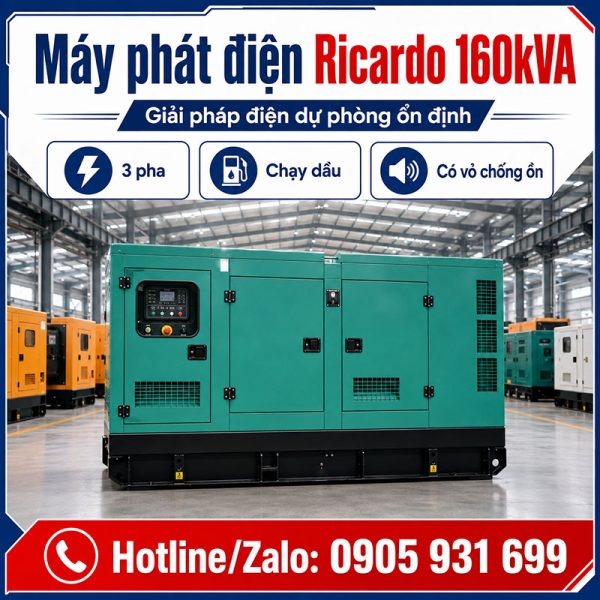 Máy phát điện Ricardo 160kVA mới chính hãng