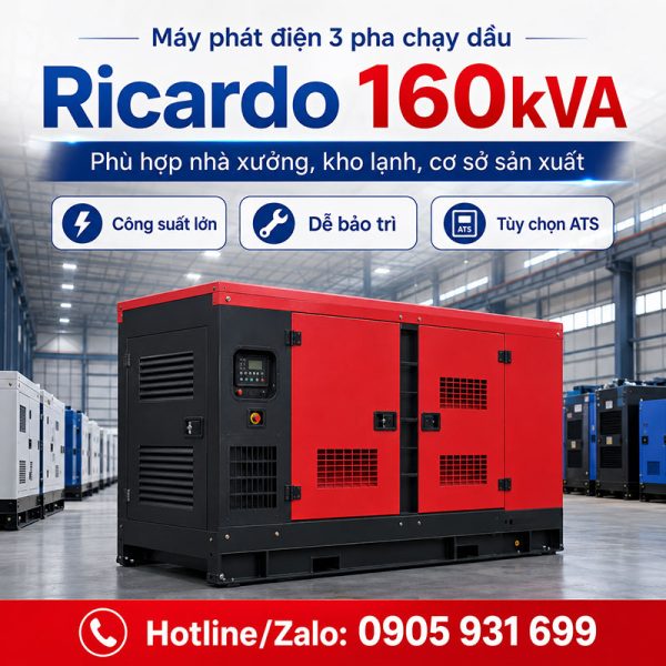 Máy phát điện Ricardo 160kVA mới chính hãng