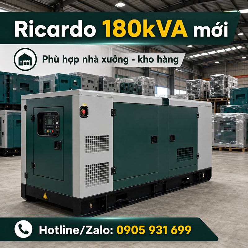 Máy phát điện Ricardo 180kVA mới chính hãng