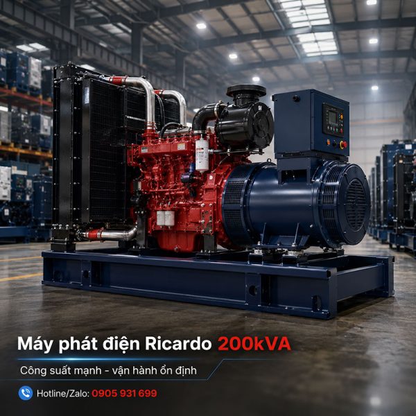 Máy phát điện Ricardo 200kVA mới chính hãng