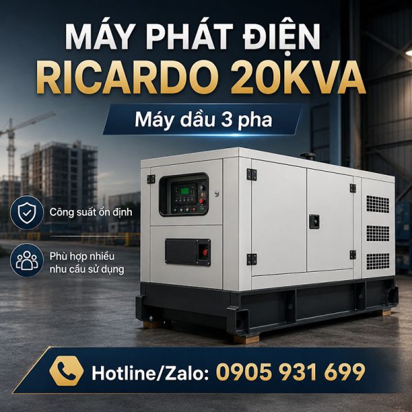 Máy phát điện Ricardo 20kVA mới chính hãng
