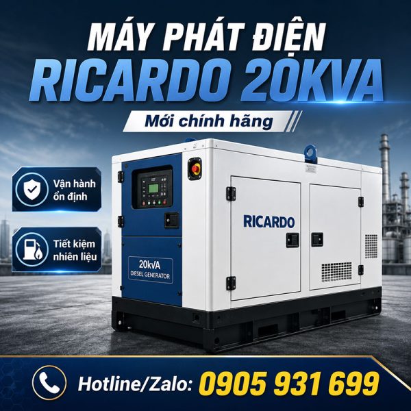 Máy phát điện Ricardo 20kVA mới chính hãng