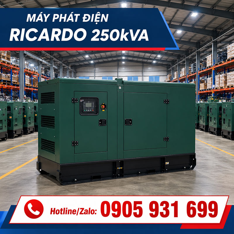Máy phát điện Ricardo 250kVA mới chính hãng