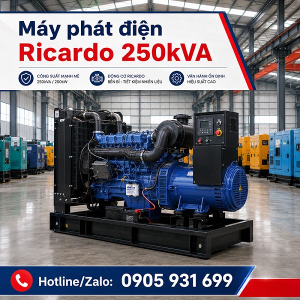 Máy phát điện Ricardo 250kVA mới chính hãng