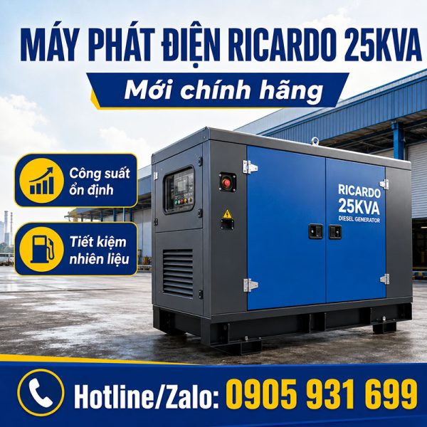 Máy phát điện Ricardo 25kVA mới chính hãng