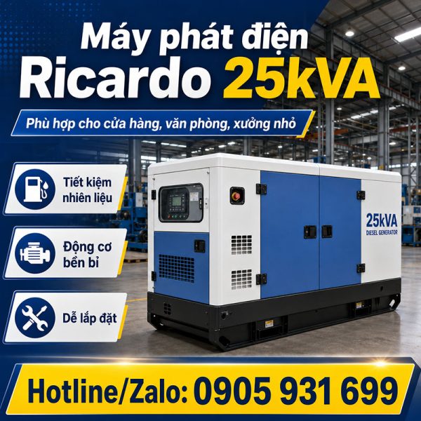 Máy phát điện Ricardo 25kVA mới chính hãng