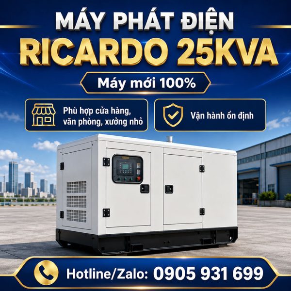 Máy phát điện Ricardo 25kVA mới chính hãng