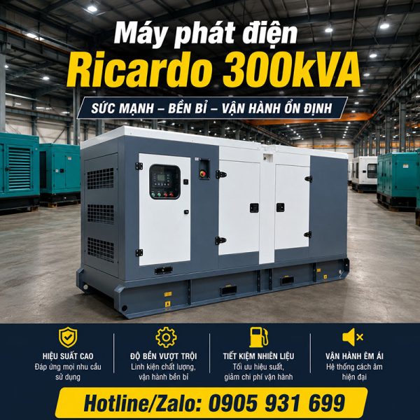Máy phát điện Ricardo 300kVA mới chính hãng