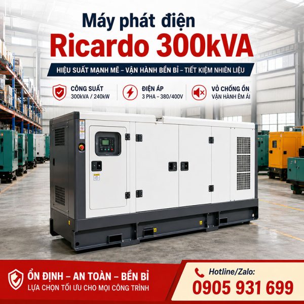 Máy phát điện Ricardo 300kVA mới chính hãng