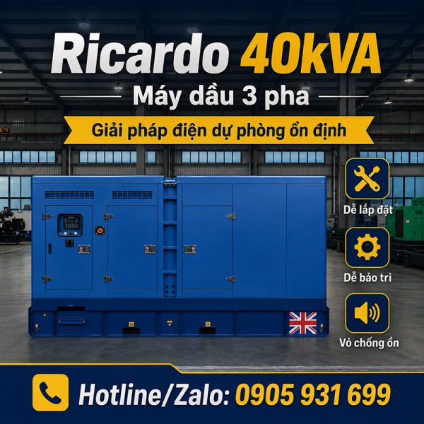 Máy phát điện Ricardo 40kVA mới chính hãng